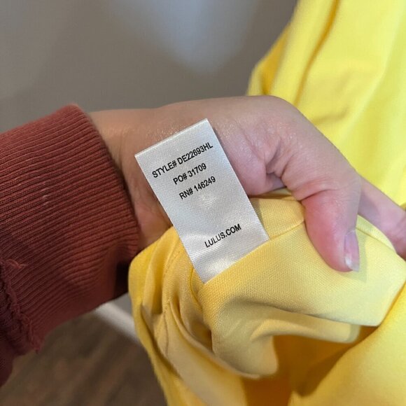 Lulu's yellow lacy open back dress - Picture 6 of 7